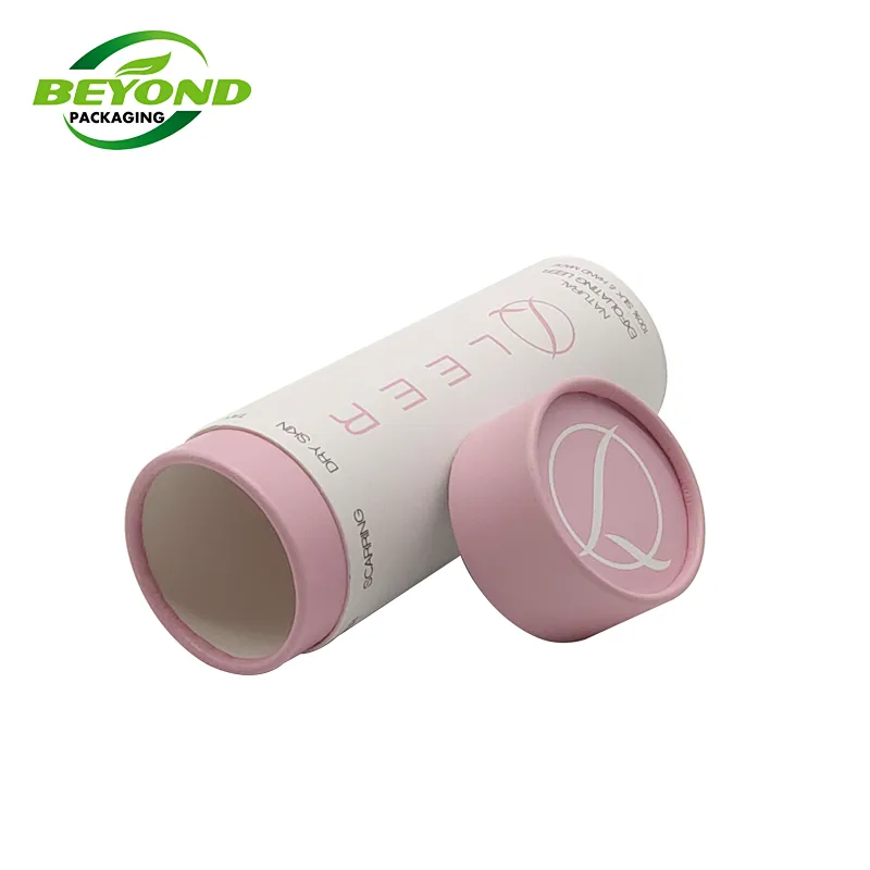 Pink Design Empty Tubes Skin Care Product Packaging Cylinder Eco Friendly Biodegradable Cosmetic Paper Tube