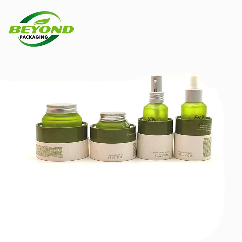 Custom colorful biodegradable Cardboard paper tubes cosmetic green bottle packaging container box