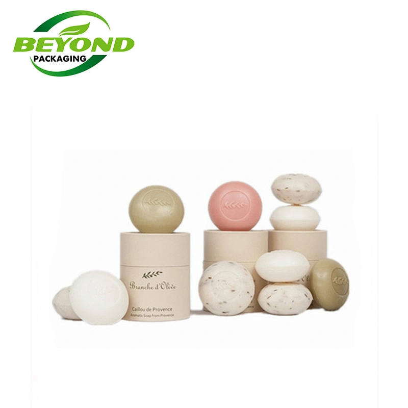 Custom Biodegradable Paper Cylinder Tube Packaging for Washing Hand Soap Body Washing Bath Bar Packing With Private Labels