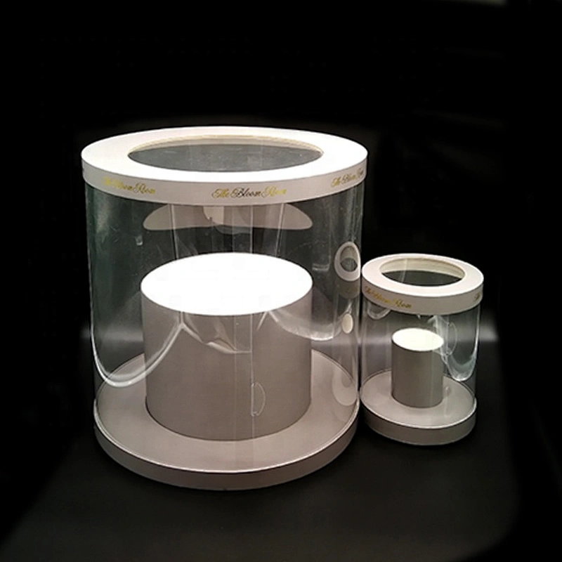 PVC/PET Round Luxury Transparent Clear Fresh Flower Bouquet Packaging Gift Hat Box With Floral Foam