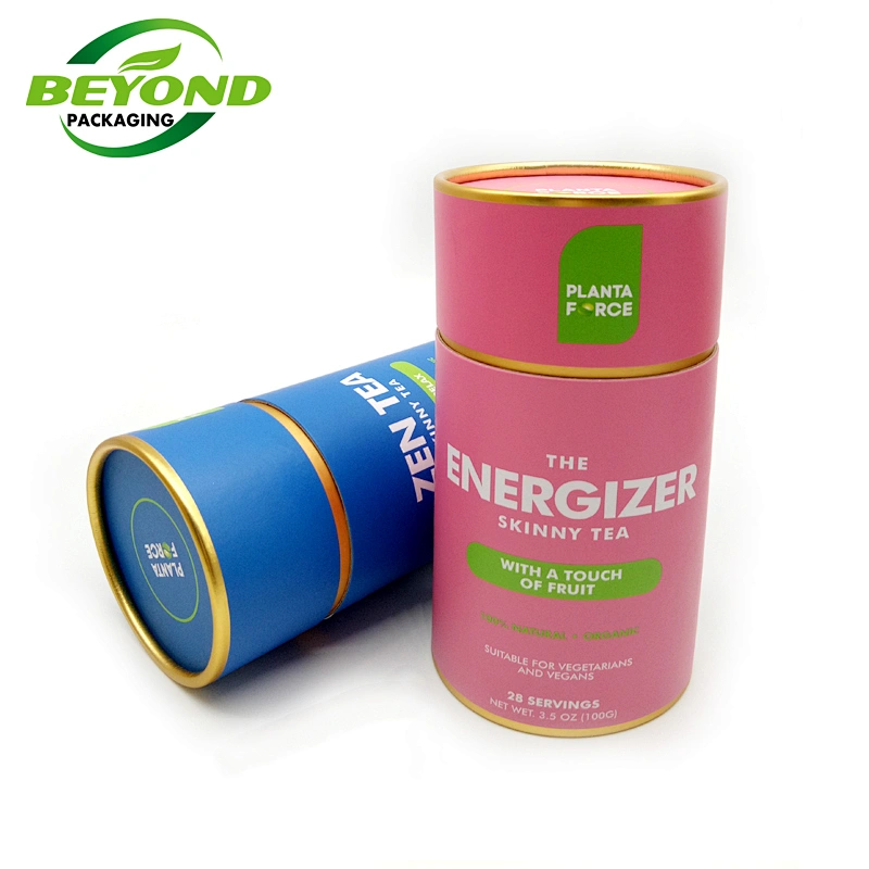 Eco Friendly Dietary Supplement Cylinder Box Packaging Tube Round Packaging Box with Custom Printing For Vitamin Supplements