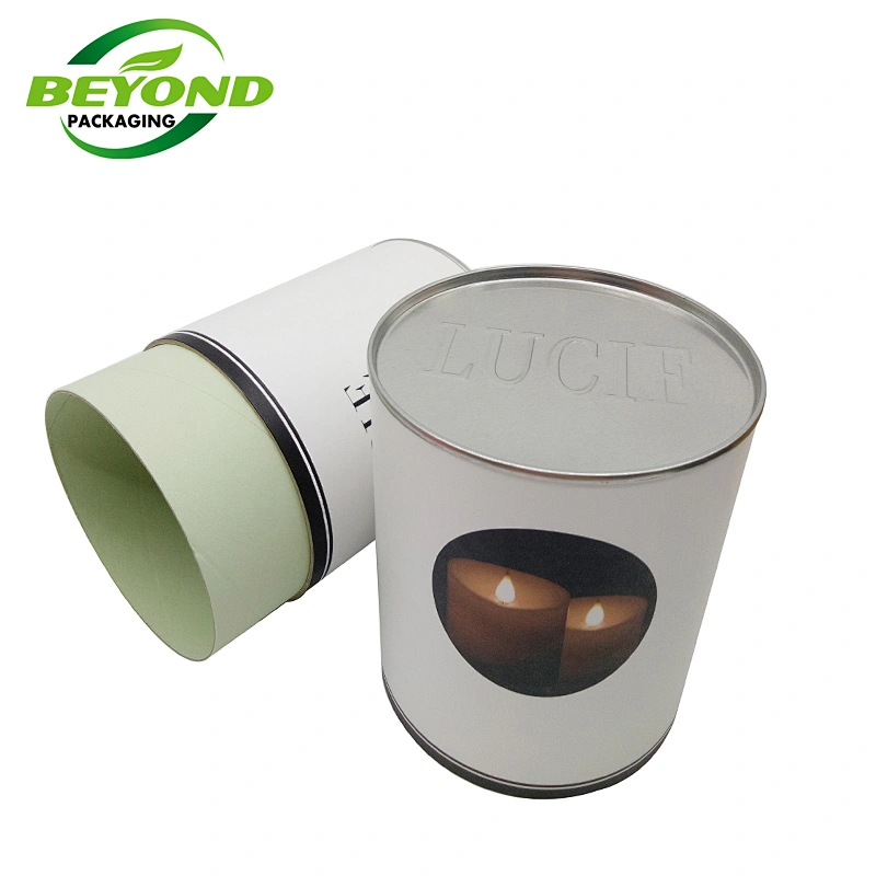 Custom biodegradable cardboard white paper tube round paper box cylinder packaging box for candle