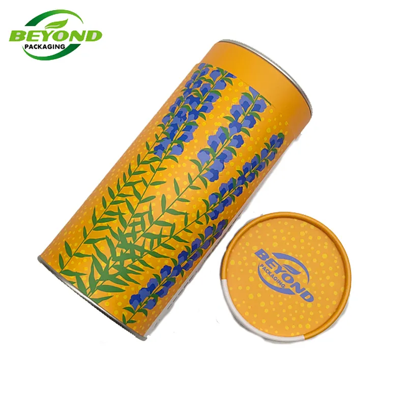 Airtight Food Grade Paper Tube Packaging Composite Can Cardboard Round Dry Food Packing Container With Easy Tear Off Cover