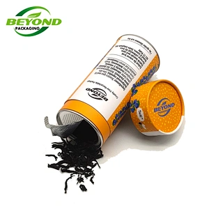 Food grade custom cardboard cylinder eco friendly tea packaging box round tubes with peel off airtight lid for spice supplement