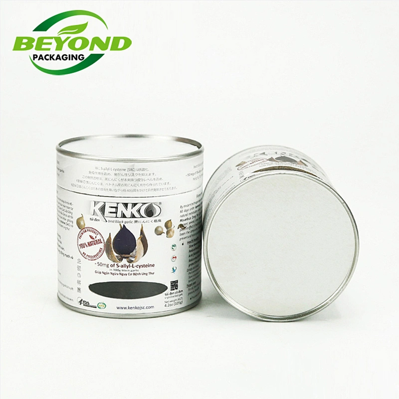 Custom Printing Cylinder Biodegradable Luxury Metal Lid Cardboard Canister Can Gift Paper Tube For Coffee Bean Powder