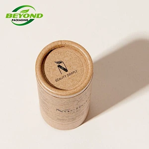 Custom logo printed round kraft recyclable deodorant stick container push up paper cylinder cosmetic lip balm packaging