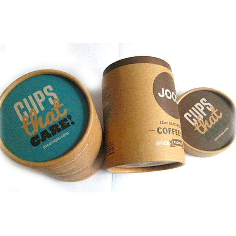 Factory directly supply nature kraft paper customized printed round cylinder tea paper box tube packaging with foil inside