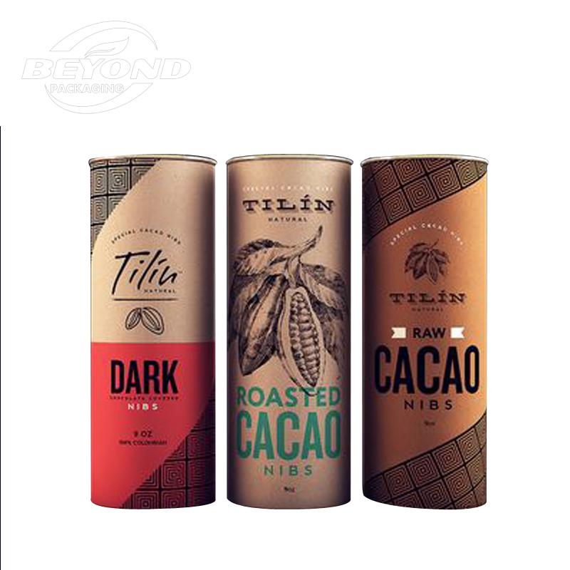 Custom Printing Brown Environmental Protection Paper Tube Packaging For Coffee