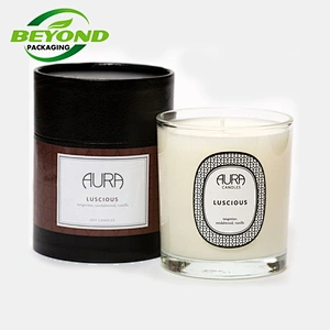 Eco friendly Biodegradable Round Cylinder Box Custom Scented Candle With Lid And Box Candle Container Boxes