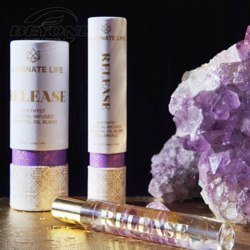 Custom Luxury Personality Design Round Cardboard Cylinder Cosmetic Essential oil Skincare Round Paper Tube Packaging