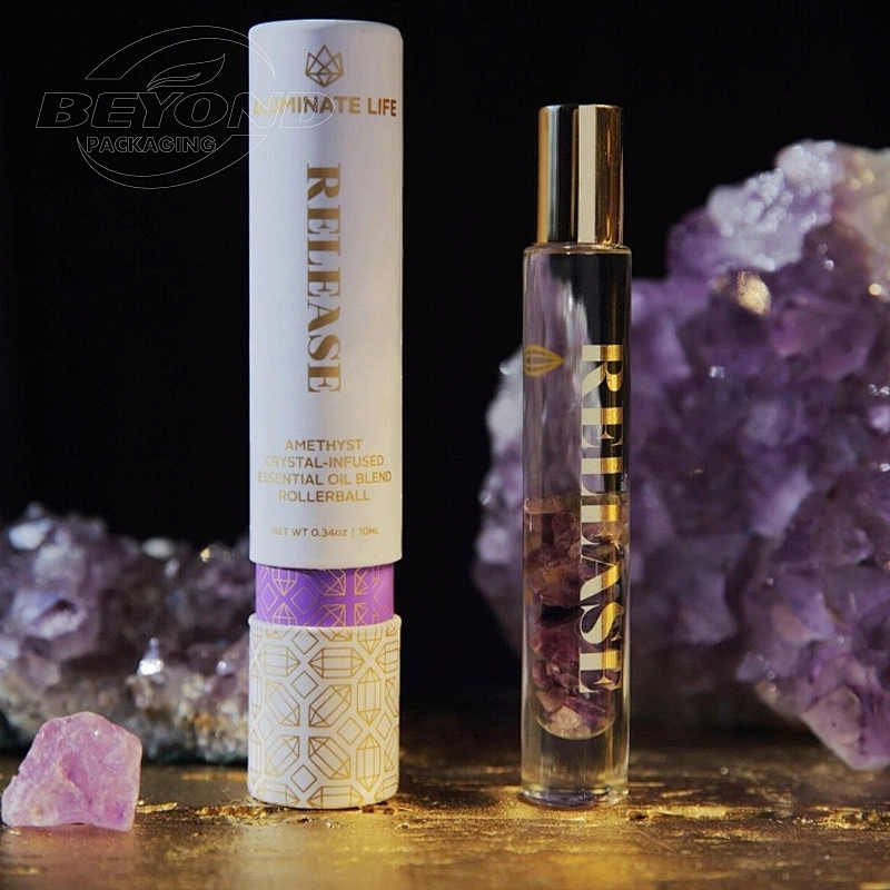 Custom Luxury Personality Design Round Cardboard Cylinder Cosmetic Essential oil Skincare Round Paper Tube Packaging