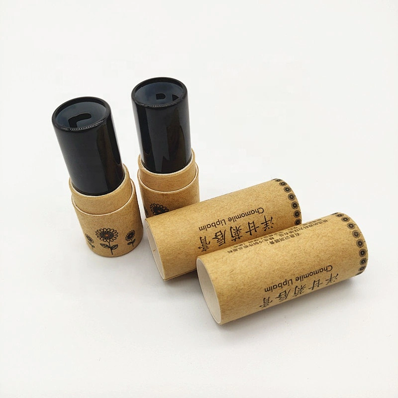 Biodegradable Kraft Empty Lipstick Paper Tube Packaging Black Twist Up Lipstick Direct Packaging Tube With Custom Design
