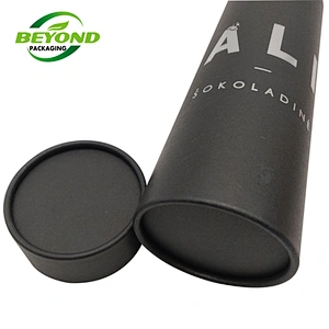 Wholesale High Quality Cylinder Black Kraft Paper Box Tube Packaging With Silver Stamping