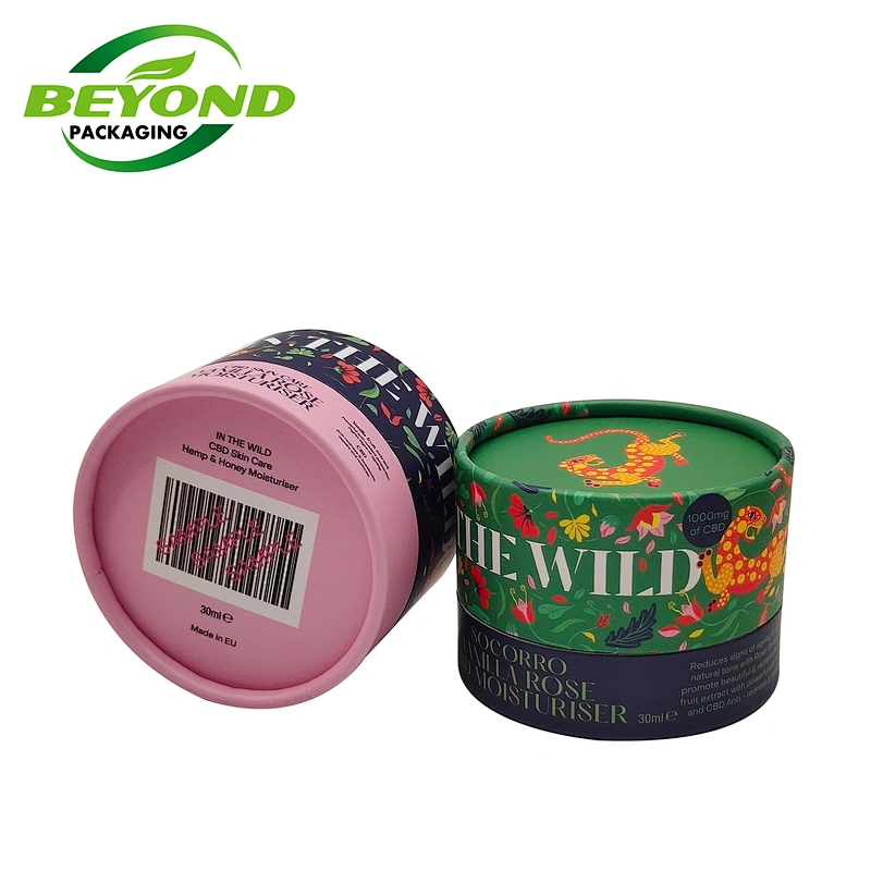 Free Design Recycled Custom Printing Luxury Eco Friendly Cardboard Round Black Cosmetic Beauty Paper Cylinder Tube Box Packaging