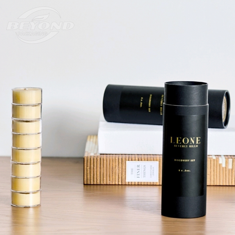 Luxury Black cardboard tubes round kraft paper cylinder boxes for candle jar packaging box