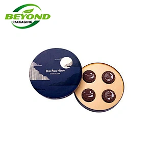 Custom Printed  Food Grade Rigid Cardboard Logo Printed Round Chocolate Mini Box With Lid for Valentine's Chocolate Gift Box