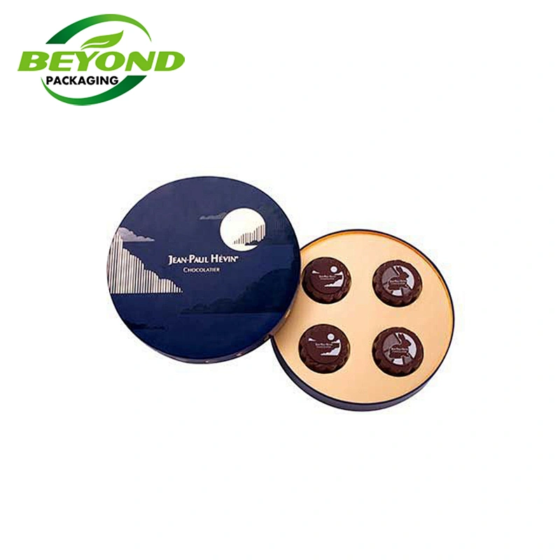 Custom Printed  Food Grade Rigid Cardboard Logo Printed Round Chocolate Mini Box With Lid for Valentine's Chocolate Gift Box