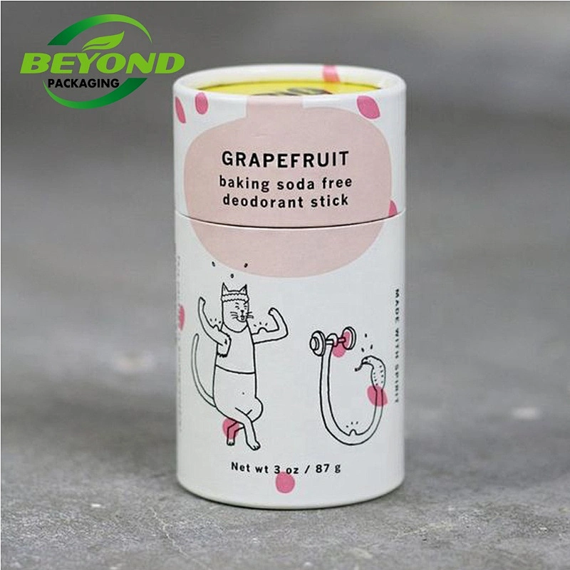 Custom Eco-friendly push up biodegradable deodorant lip balm tube Custom Design 50g Deodorant Packaging Round Container