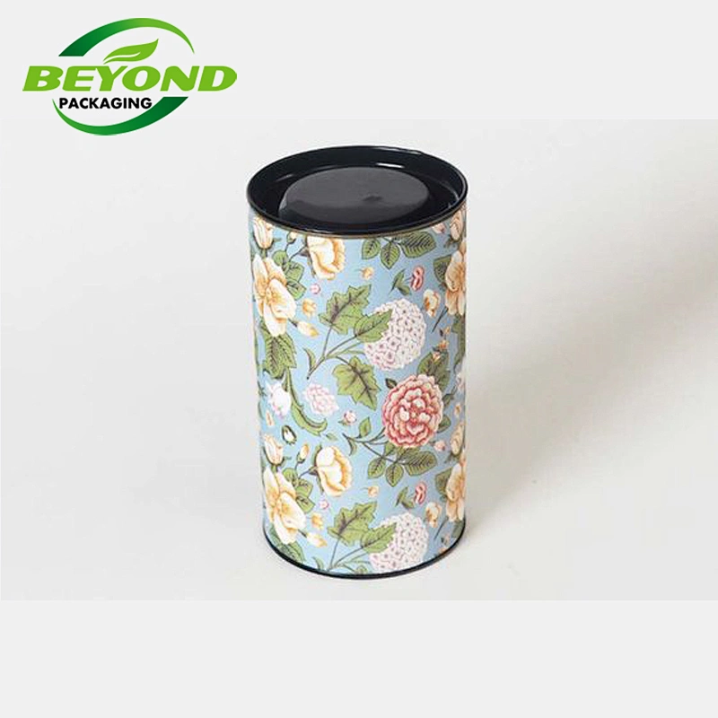 Food Grade High Quality Round Cylinder Custom Printing Cans Metal Food Tin Box for Tea Packaging With Metal Tin Lid