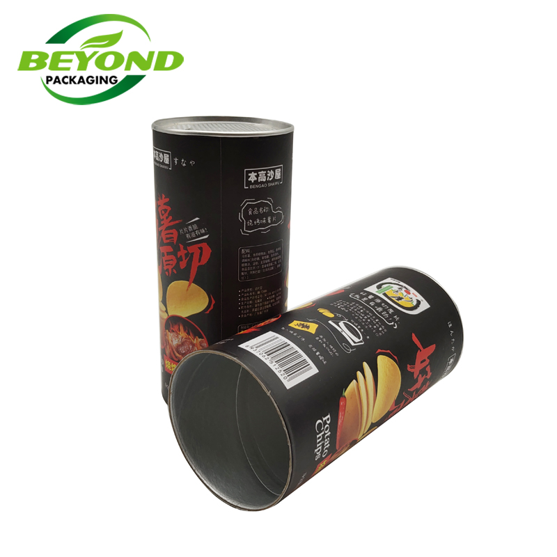 Food Foil Paper Lined Cardboard Kraft Core Cyinder Paper Tube Airtight Can Custom Printed For Pringles Packaging