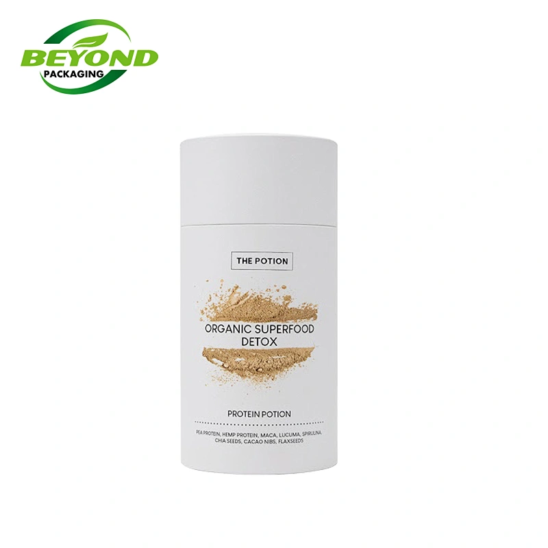 Food Grade Recycled Coffee Kraft Paper Core Tube Cylinder Cardboard Tea Round Packaging For Protein Collagen Superfood Powder