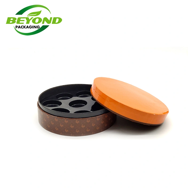 Eco Friendly Container Black PET Food Grade Circle Candy Box Paper Packaging Boxes For Chocolate