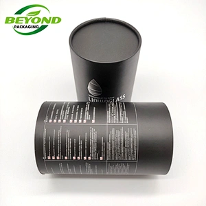 Luxury Customized High Quality Matt Lamination Black Cylinder Kraft Paper Packaging Cardboard Tube For Cosmetic Bottle Packaging