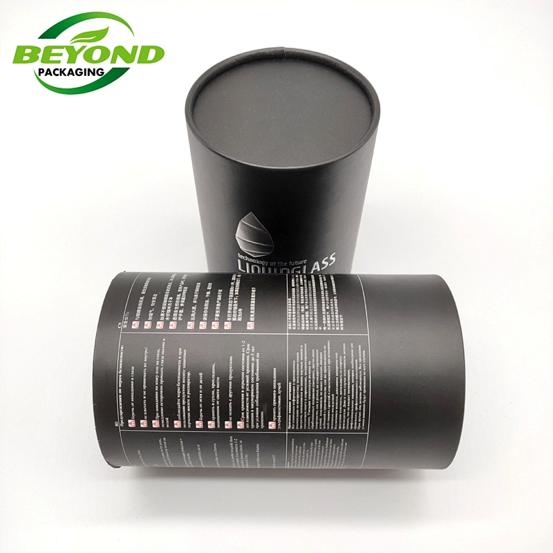 Luxury Customized High Quality Matt Lamination Black Cylinder Kraft Paper Packaging Cardboard Tube For Cosmetic Bottle Packaging