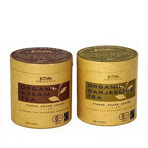 Factory directly supply nature kraft paper customized printed round cylinder tea paper box tube packaging with foil inside