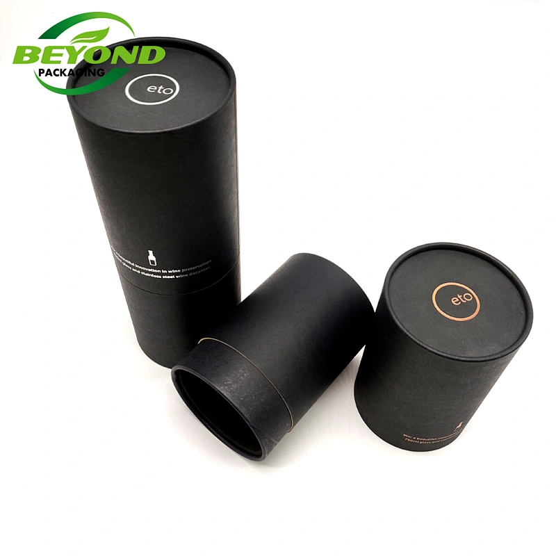 Custom Cylinder Round Black Cardboard Eva Foam tubes Rigid Gift Packaging Paper Tube Box For Wine