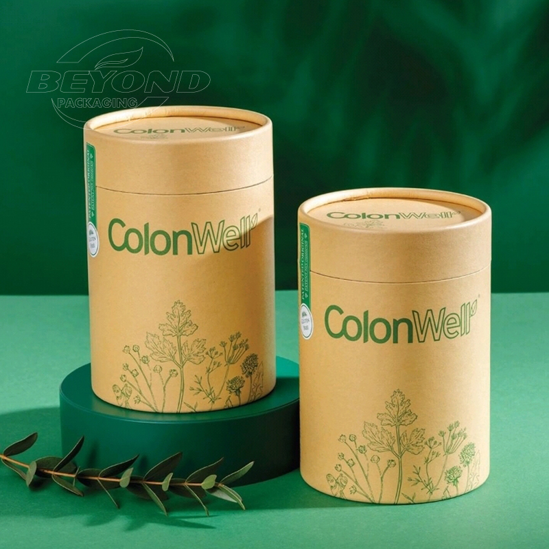 Eco-friendly Food Grade Protein Powder Packaging Luxury Tea Gift Boxes Round Kraft Paper Tube Cylinder with Custom Size