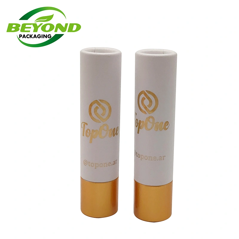 Custom Luxury Cosmetic Beauty Lip Gloss Packaging Box Makeup Set Box Gold Color Thin Cylinder Paper Tube With Custom Printing