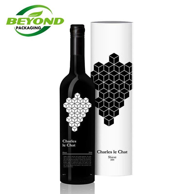 Factory Directly Supply Rigid Cardboard Custom Printed Wine Bottle Packing Paper Tube CMYK Printing Recycled Cylinder Box