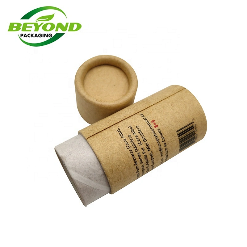 custom printing empty 5g lip balm tub eco friendly push up cosmetic brown kraft paper tube packaging