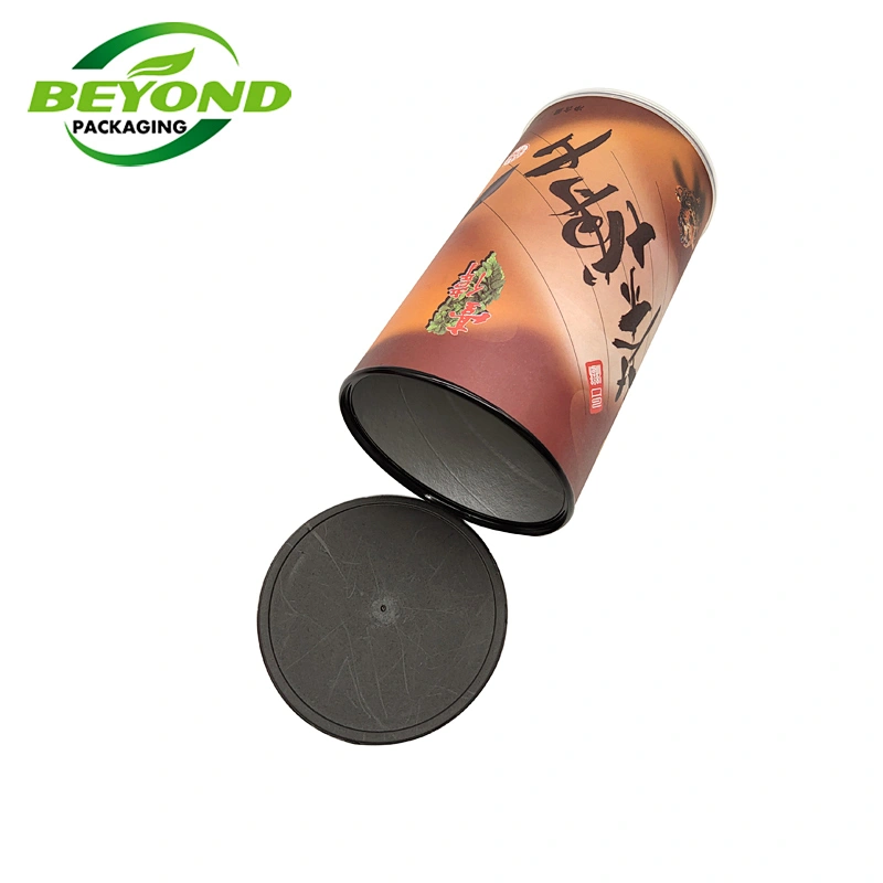 New Design Airtight CMYK Custom Size Food Grade Red Tea Food Packaging Paper Tube With Plastic Lid