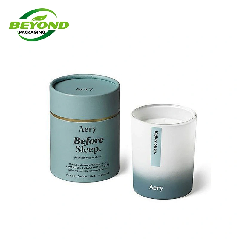 Biodegradable High End Eco-friendly Rigid Candle Jar Gift Kraft Paper Round Tube Packaging Cylinder With Custom Printed
