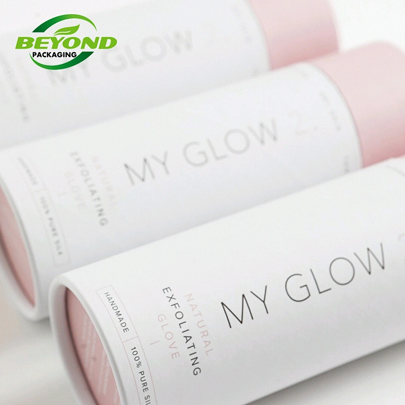Round Pink Customized Canister Paper Tube Eco-friendly Cylinder Tube for Scarf Clothing Bath Towel BabySocks Packaging for gifts