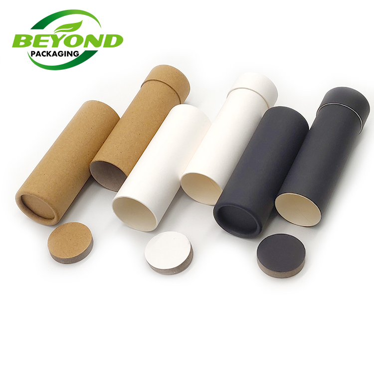 Empty Biodegradable Cardboard Deodorant Paper Tube Packaging Vagan Kraft Natural Push Up Paper Tube White Black Brown Colors