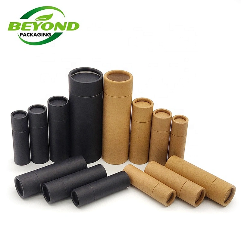 Biodegradable Cardboard Natural Black Kraft Cosmetic Empty Paper Tube Push Up Lip Balm 1oz 25g Deodorant Paper Tube Packaging