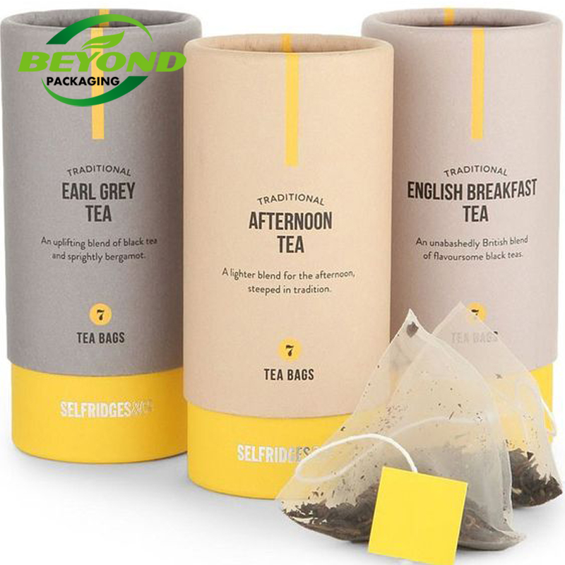 Recycled Custom Design Biodegradable Cardboard Kraft Cylinder Core Eco Friendly Paper Tube Tea Box For Loose Leaf Tea Packaging