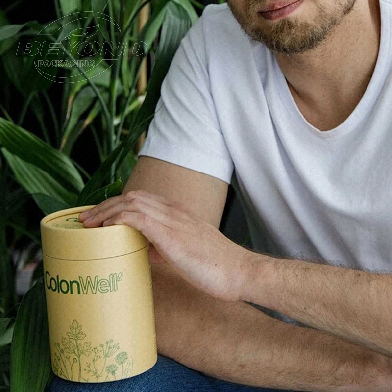 Eco-friendly Food Grade Protein Powder Packaging Luxury Tea Gift Boxes Round Kraft Paper Tube Cylinder with Custom Size
