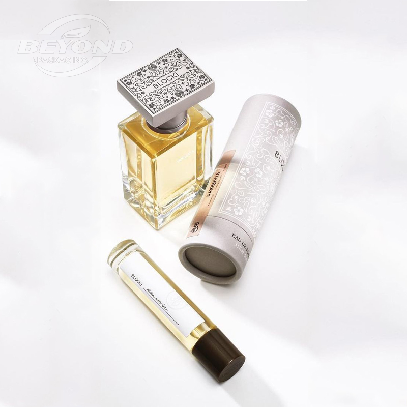 Custom Logo Insert Eva Cardboard Cylinder Perfume Bottle Essential Oil Packaging Round Gift Paper Boxes