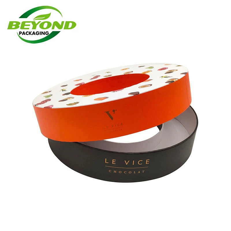 Recycled Food Grade Paper Custom Design Cardboard Round 20pcs Macaron Packaging Box with PET insert
