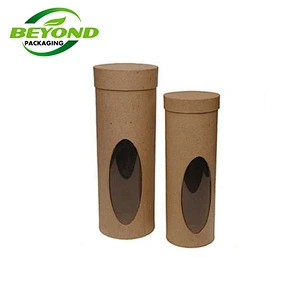 Wholesale Kraft Cardboard Hard Cylinder Paper Tube Display With Pvc Window Cylinder Box  For Tea Packaging Box