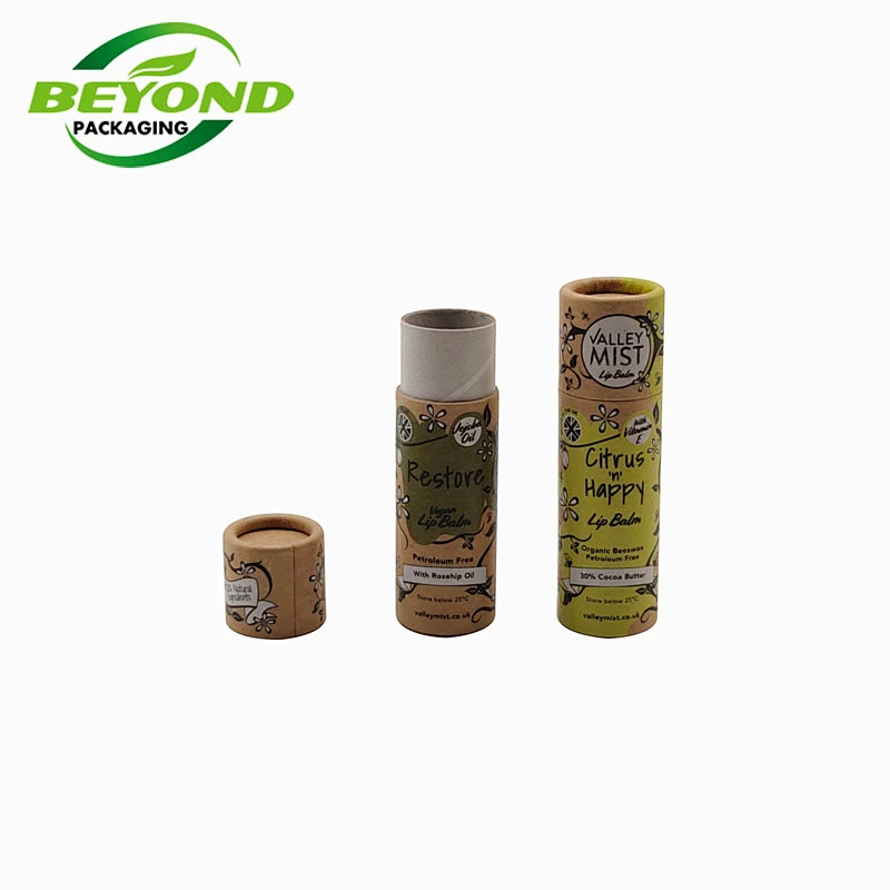 OEM Biodegradable 10ml Lip Blam Tube Eco Friendly Container Natural Kraft Push Up Paper Tube round deodorant skincare container