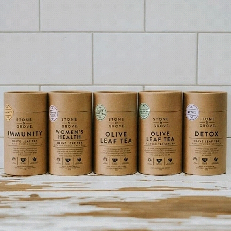 Wholesale Customised Natural Kraft Cardboard 3-pieces Cylinder Tea Light Super Food Coffee Packaging Paper Tube With Black Text