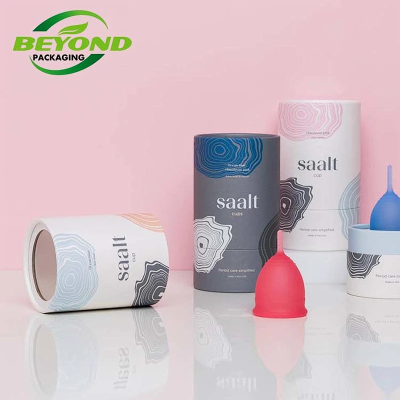 Shenzhen Supplier Beyond Package Waterproof Menstrual Cup Cardboard Tubes Packaging White Paper Cylinder Box With Custom Design