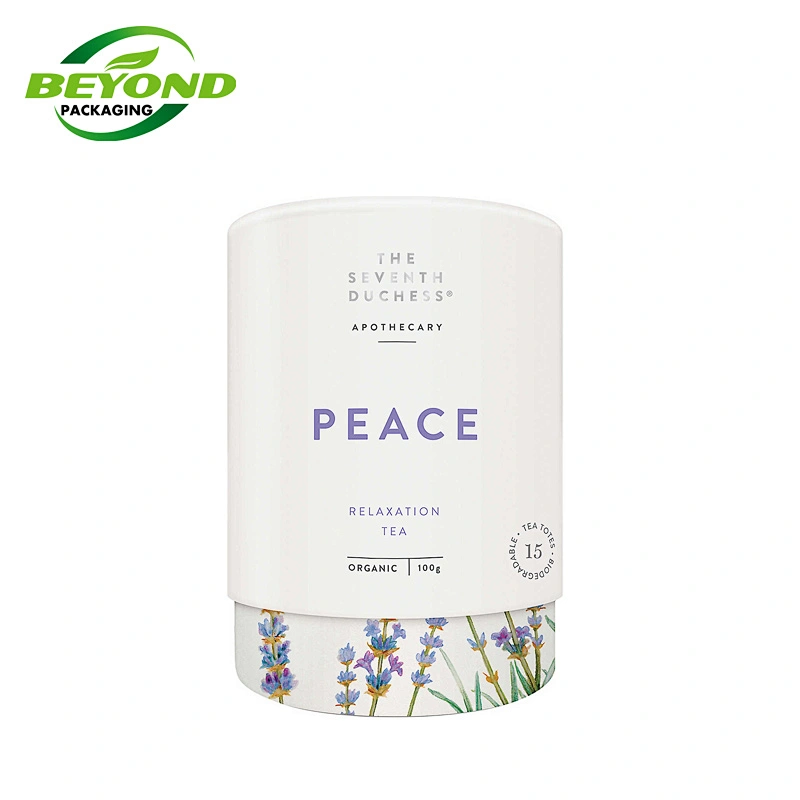 Custom Food Grade Recycled Cardboard Cylinder Loose Leaf Tea Coffee Packaging Box Round Black Kraft Paper Tube Packaging