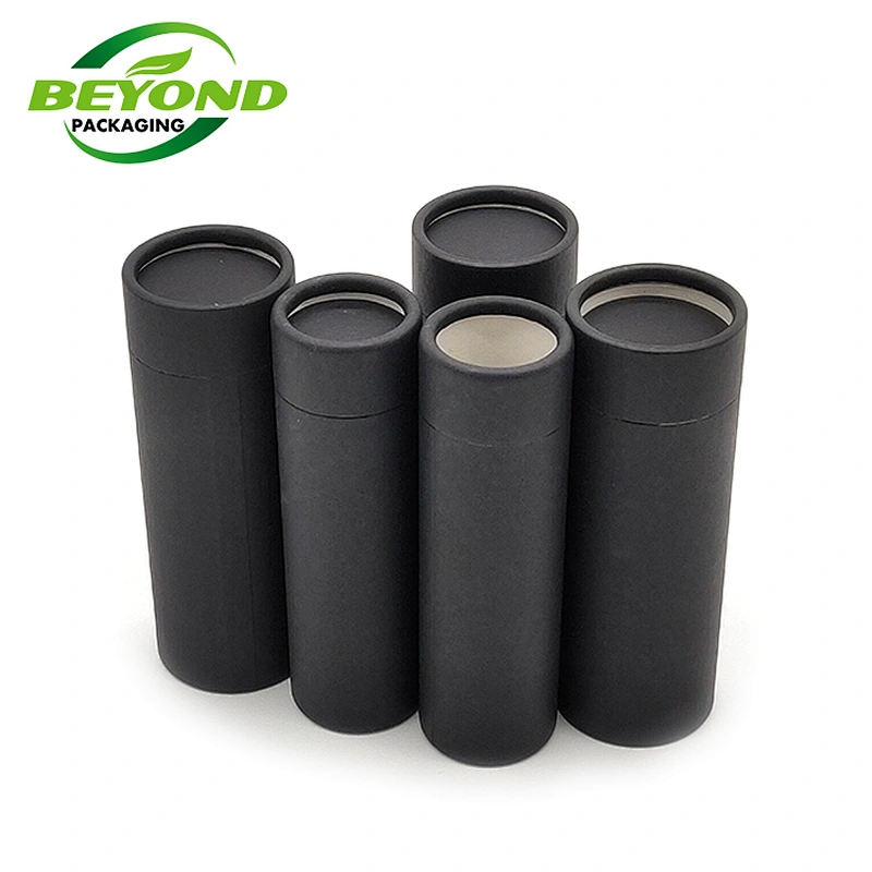 Eco Friendly Krat Black Cosmetic Packaging Push up Paper Tube Lip Balm Container With Black Cosmetic Packaging