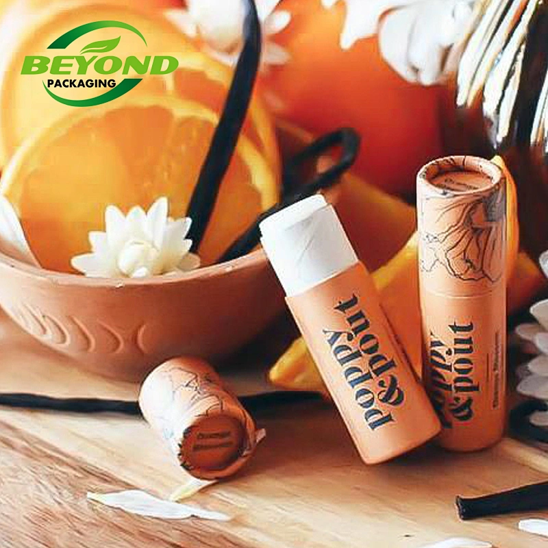 Round kraft cardboard paper tube packaging wholesale for push up lip balm container biodegradable cardboard paper tube